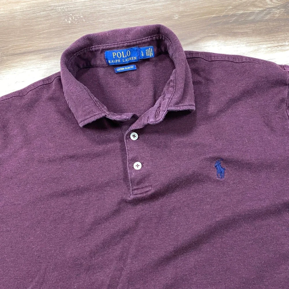 Polo Ralph Lauren Polo Men L Custom Slim Fit Cotton Classic Heritage Burgundy
